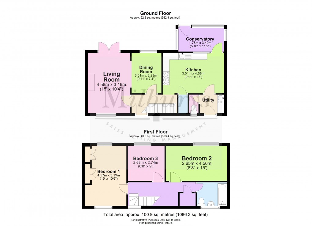 Floorplan for Fountain Crescent, Wotton-under-Edge, Gloucestershire